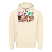 Sandshell Nurse Coffee Cups Zipper Hoodie - FaDigitalArtStudio