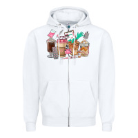 White Nurse Coffee Cups Zipper Hoodie - FaDigitalArtStudio