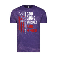Cloud Purple God Guns Whiskey Freedom - Pro Gun American Flag Guns Arts Characters Vintage Tee - maiPhamDesign