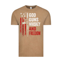 Vintage Coffee God Guns Whiskey Freedom - Pro Gun American Flag Guns Arts Characters Vintage Tee - maiPhamDesign