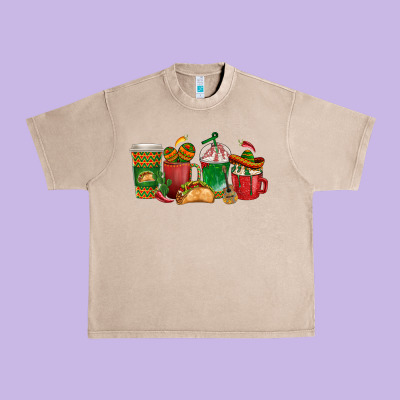 Tacos Coffee Cups Urban Heavy Tee Designed By Texasbilliewilder