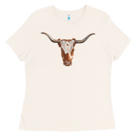 Bone longhorn cow head Ladies Tee - RanaPortraitStore