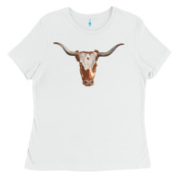White longhorn cow head Ladies Tee - RanaPortraitStore
