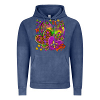 Vintage Denim Mardi Gras hearts Vintage Hoodie - NancyCooperArtShop