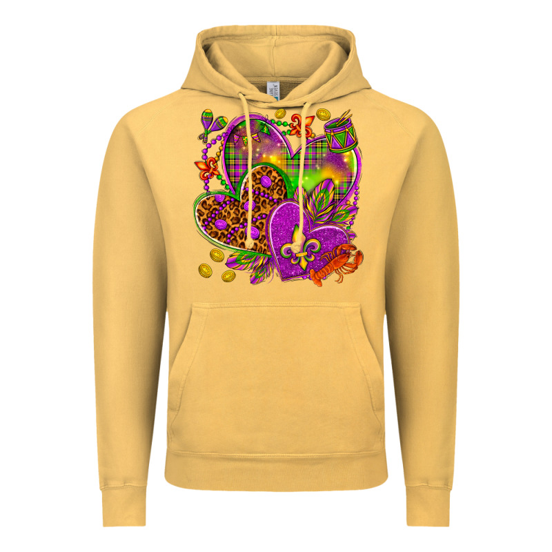 Mardi Gras Hearts Vintage Hoodie by NancyCooperArtShop | Teevron