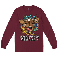 Burgundy Just a little moody baby cow Long Sleeve Tee - HowdyJamesFarm