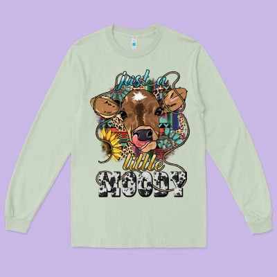 Just A Little Moody Baby Cow Long Sleeve Tee Designed By Howdyjamesfarm