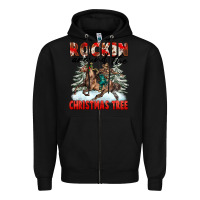 Black Rockin Around The Christmas Tree Rodeo Zipper Hoodie - FaDigitalArtStudio
