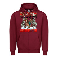 Burgundy Rockin Around The Christmas Tree Rodeo Zipper Hoodie - FaDigitalArtStudio