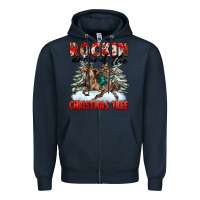 Navy Rockin Around The Christmas Tree Rodeo Zipper Hoodie - FaDigitalArtStudio