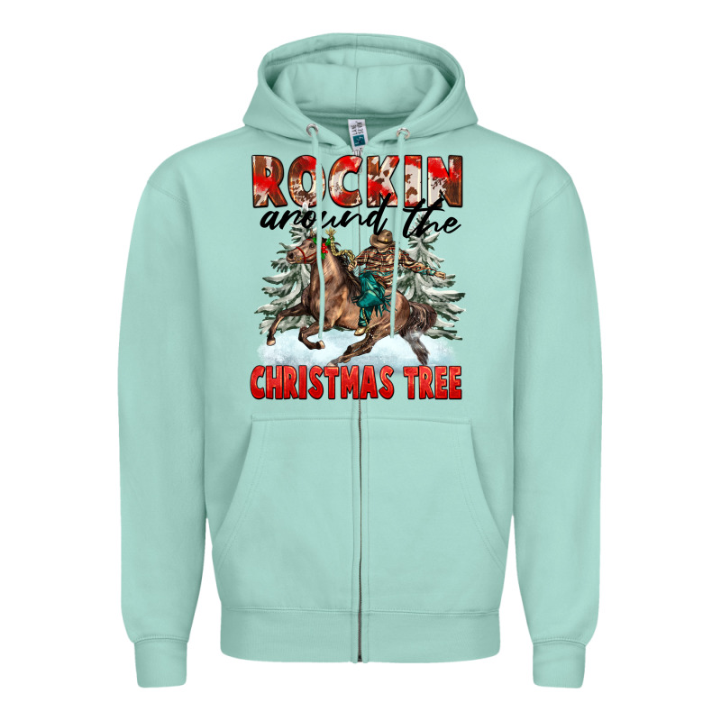 Rockin Around The Christmas Tree Rodeo Zipper Hoodie by FaDigitalArtStudio | Teevron