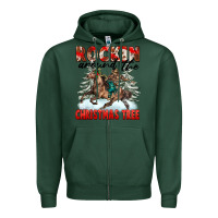 Sports Green Rockin Around The Christmas Tree Rodeo Zipper Hoodie - FaDigitalArtStudio