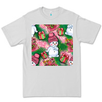 Dove Grey cute snowman and gift box with leopard seamless pattern bbs Premium Tee - BundleAndBundleShop