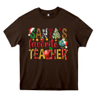 Chocolate Brown santas favorite teacher Heavy Core Tee - NancyCooperArtShop