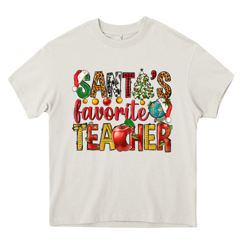 Santas Favorite Teacher Heavy Core Tee by NancyCooperArtShop | Teevron