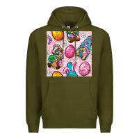 Army Green Easter Gnomies Seamless Pattern Premium Hoodie - BundleAndBundleShop