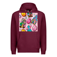 Burgundy Easter Gnomies Seamless Pattern Premium Hoodie - BundleAndBundleShop