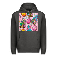 Charcoal Heather Easter Gnomies Seamless Pattern Premium Hoodie - BundleAndBundleShop