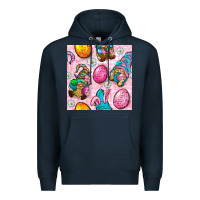 Navy Easter Gnomies Seamless Pattern Premium Hoodie - BundleAndBundleShop