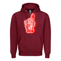 Burgundy number one foam finger Zipper Hoodie - FaDigitalArtStudio