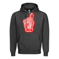 Charcoal Heather number one foam finger Zipper Hoodie - FaDigitalArtStudio