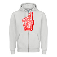 Dove Grey number one foam finger Zipper Hoodie - FaDigitalArtStudio