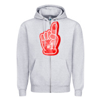 Heather Grey number one foam finger Zipper Hoodie - FaDigitalArtStudio