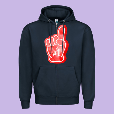 Number One Foam Finger Zipper Hoodie Designed By Fadigitalartstudio