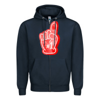 Navy number one foam finger Zipper Hoodie - FaDigitalArtStudio