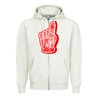 Oatmeal Heather number one foam finger Zipper Hoodie - FaDigitalArtStudio