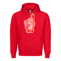 Red number one foam finger Zipper Hoodie - FaDigitalArtStudio
