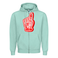 Seafoam number one foam finger Zipper Hoodie - FaDigitalArtStudio