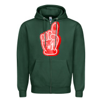 Sports Green number one foam finger Zipper Hoodie - FaDigitalArtStudio