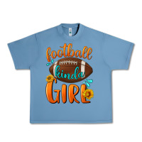 Pebble Blue Football kinda Girl Urban Heavy Tee - NancyCooperArtShop