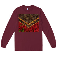Burgundy red roses with leopard Long Sleeve Tee - TumblerDesignByShophia