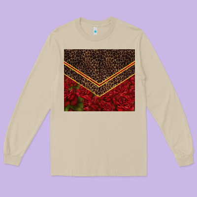 Red Roses With Leopard Long Sleeve Tee Designed By Tumblerdesignbyshophia