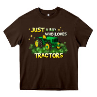 Chocolate Brown just a boy who loves tractors Heavy Core Tee - JahusDesignShop