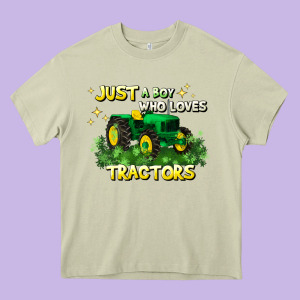 Just A Boy Who Loves Tractors Heavy Core Tee Designed By Jahusdesignshop