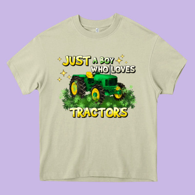 Just A Boy Who Loves Tractors Heavy Core Tee Designed By Jahusdesignshop