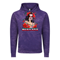 Cloud Purple Mexicana with Skull Girl Vintage Hoodie - texasbilliewilder