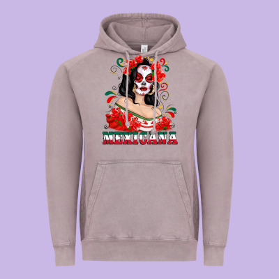 Mexicana With Skull Girl Vintage Hoodie Designed By Texasbilliewilder
