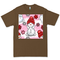 Cacao cute snowman and snow flakes seamless pattern bbs Premium Tee - BundleAndBundleShop