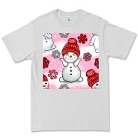 Dove Grey cute snowman and snow flakes seamless pattern bbs Premium Tee - BundleAndBundleShop