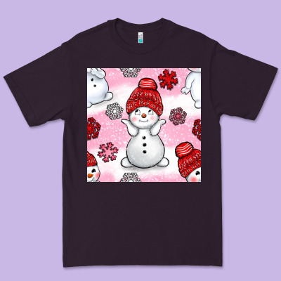 Cute Snowman And Snow Flakes Seamless Pattern Bbs Premium Tee Designed By Bundleandbundleshop