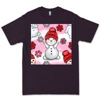 Plum cute snowman and snow flakes seamless pattern bbs Premium Tee - BundleAndBundleShop