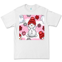 White cute snowman and snow flakes seamless pattern bbs Premium Tee - BundleAndBundleShop