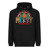 Black Merry Christmas Heavyweight Hoodie - CowhideDigitalArt