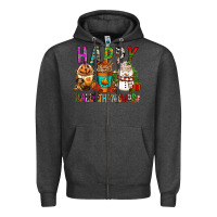 Charcoal Heather Happy hallothankmas coffee cups Zipper Hoodie - FaDigitalArtStudio