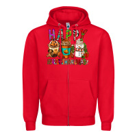 Red Happy hallothankmas coffee cups Zipper Hoodie - FaDigitalArtStudio