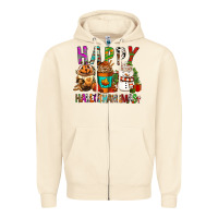 Sandshell Happy hallothankmas coffee cups Zipper Hoodie - FaDigitalArtStudio